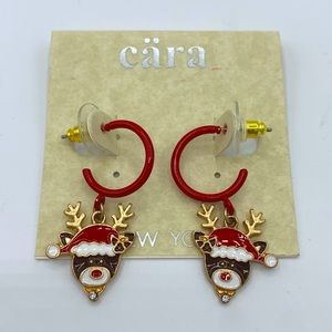 Cara Christmas Reindeer Hoop Earrings